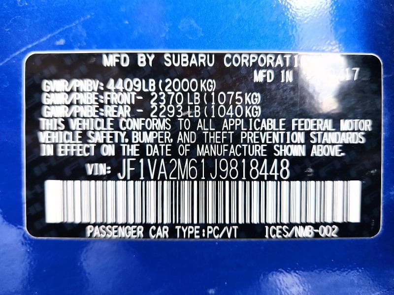 2018 SUBARU WRX STI STI 13