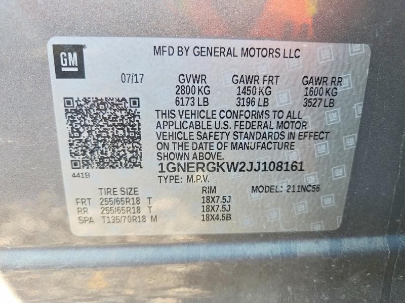 2018 CHEVROLET TRAVERSE LT 13