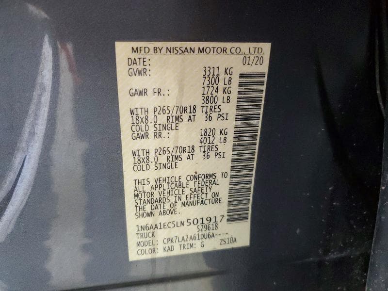 2020 NISSAN TITAN S S 12
