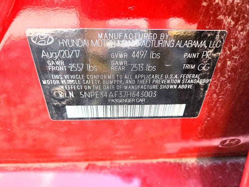 2018 HYUNDAI SONATA LIMITED LIMITED 12