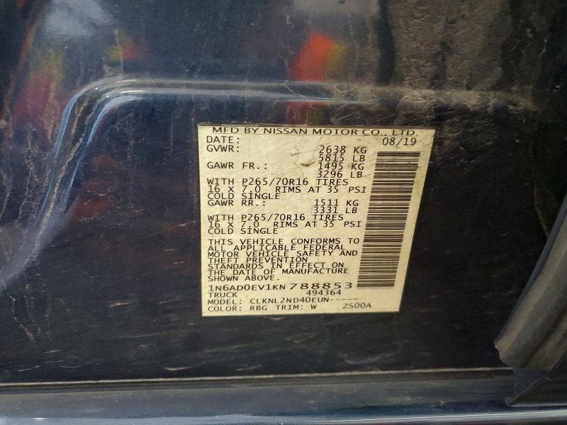2019 NISSAN FRONTIER SV 12