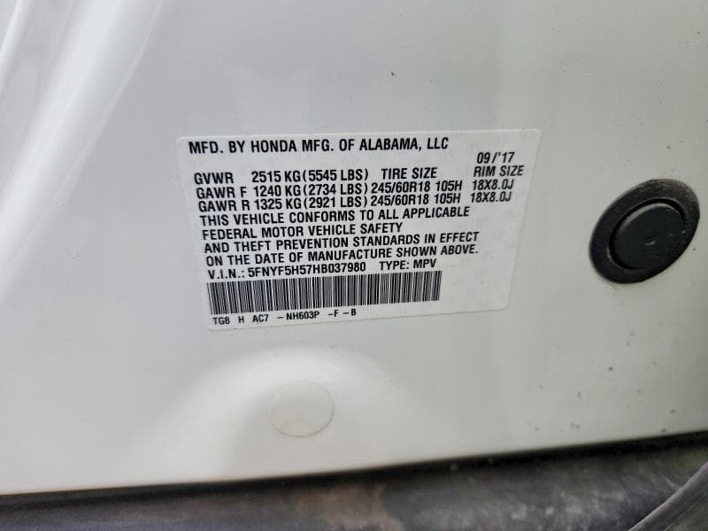 2017 HONDA PILOT EXL EXL 13