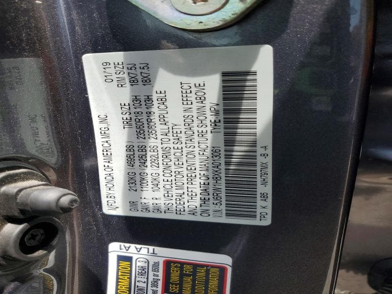 2019 HONDA CR-V EXL 13