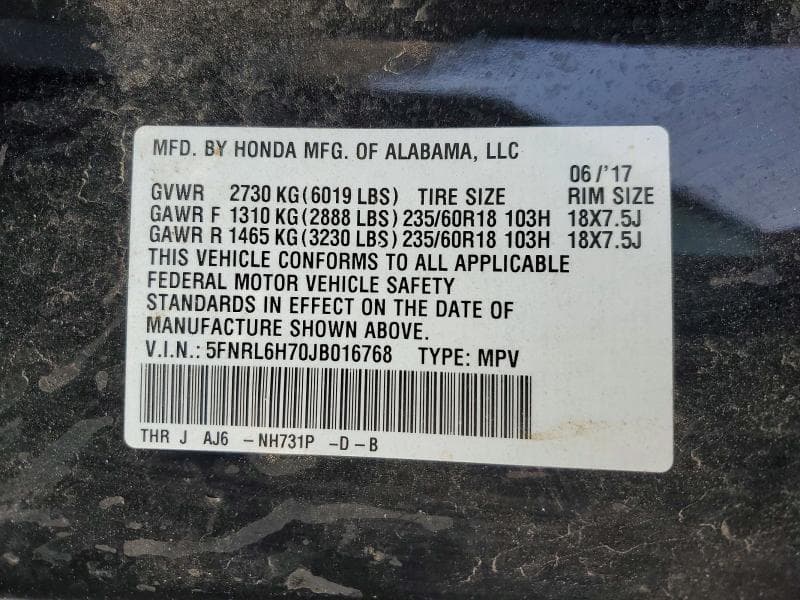 2018 HONDA ODYSSEY EXL 14