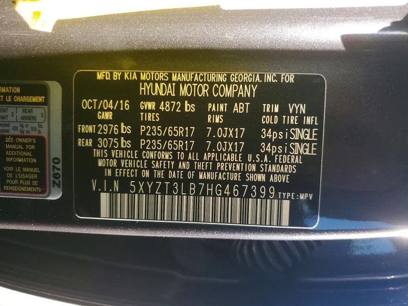 2017 HYUNDAI SANTA FE SPORT 2.4L 2.4L 13