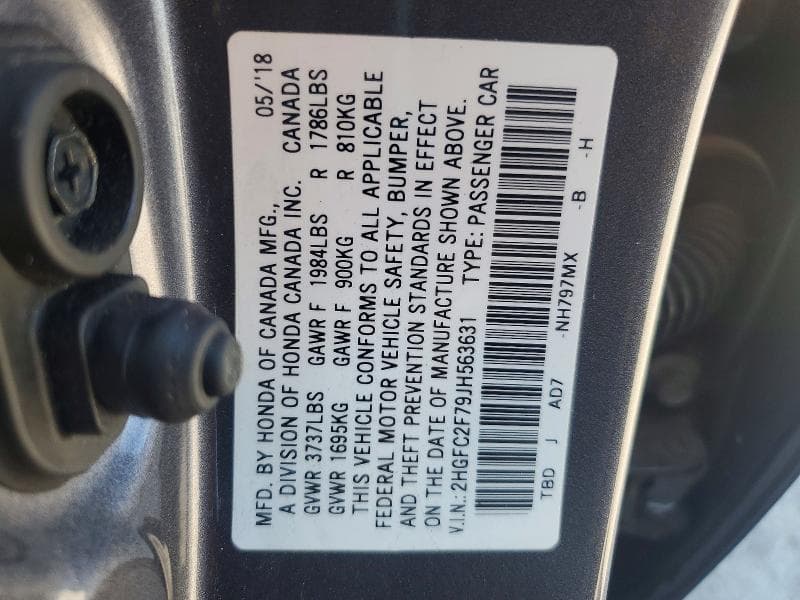 2018 HONDA CIVIC EX 12