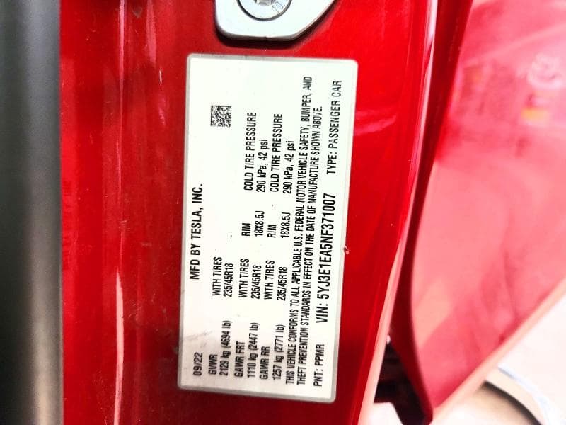2022 TESLA MODEL 3 12