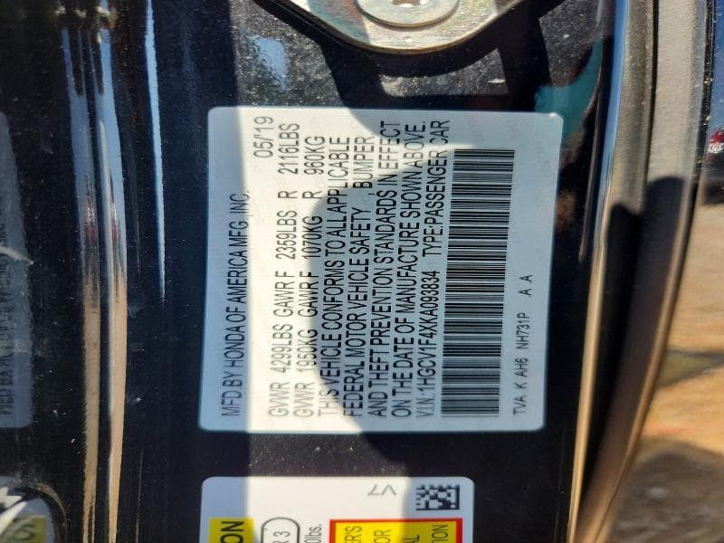 2019 HONDA ACCORD EX EX 12