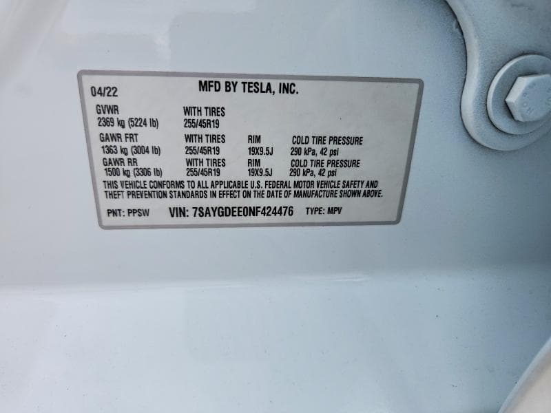 2022 TESLA MODEL Y 12