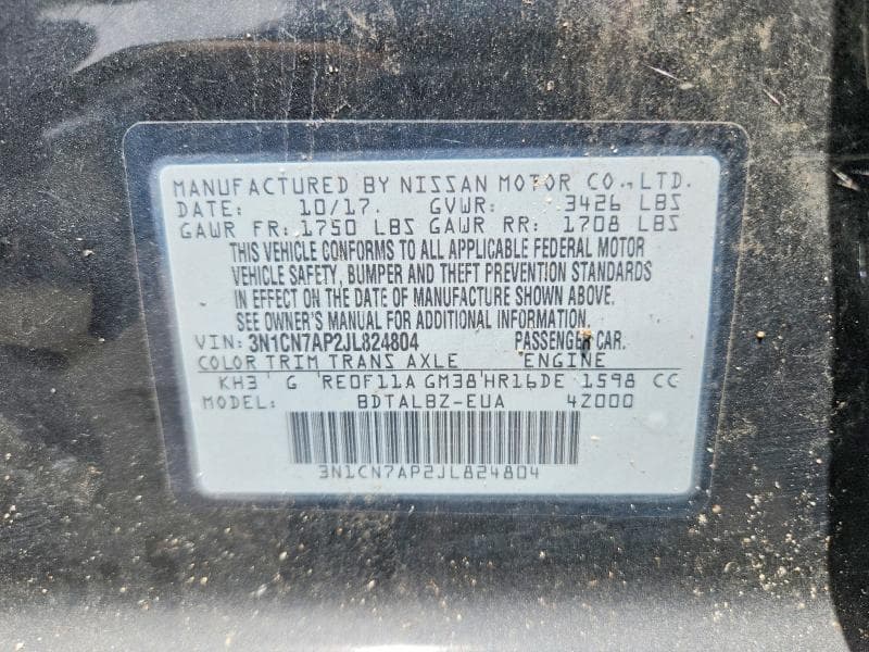 2018 NISSAN VERSA 13