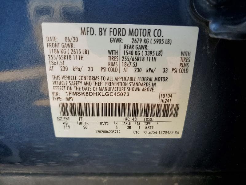 2020 FORD EXPLORER XLT 12