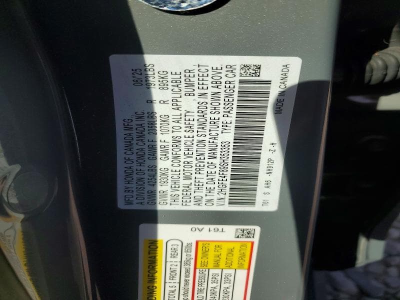 2025 HONDA CIVIC SPORT 12