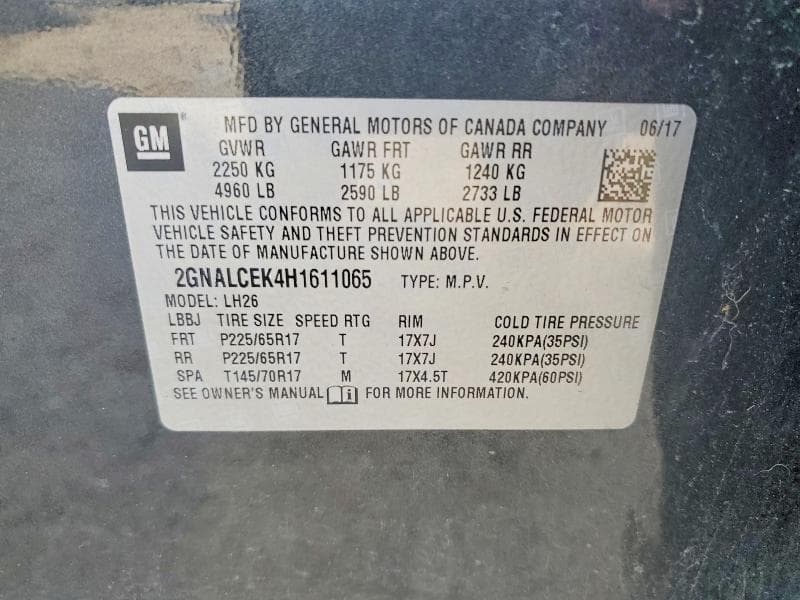 2017 CHEVROLET EQUINOX LT 13