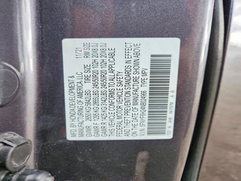 2022 HONDA PILOT SE 13