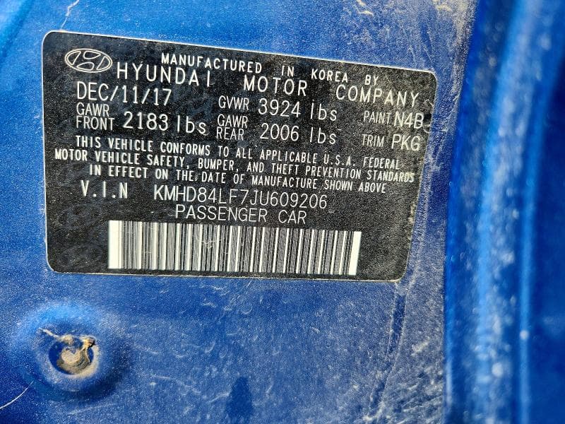 2018 HYUNDAI ELANTRA SEL SEL 12