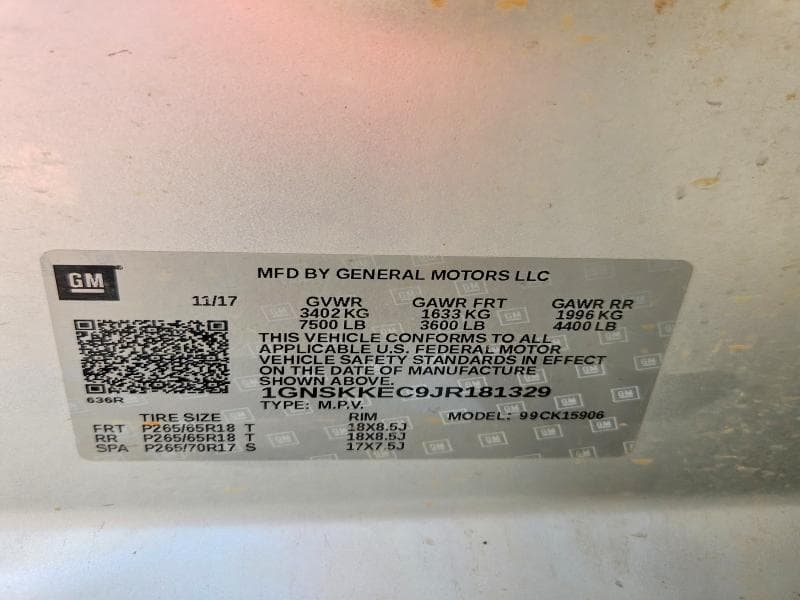 2018 CHEVROLET SUBURBAN K1500 14