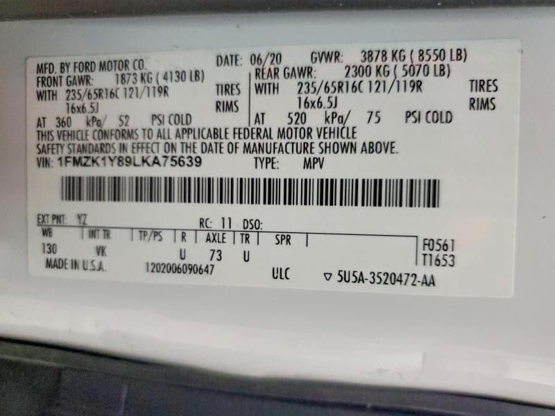 2020 FORD TRANSIT T-150 T-150 13