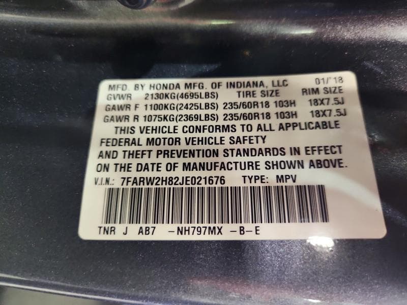 2018 HONDA CR-V EXL EXL 13