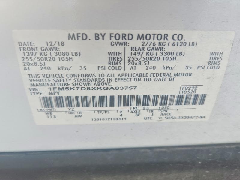 2019 FORD EXPLORER XLT 13