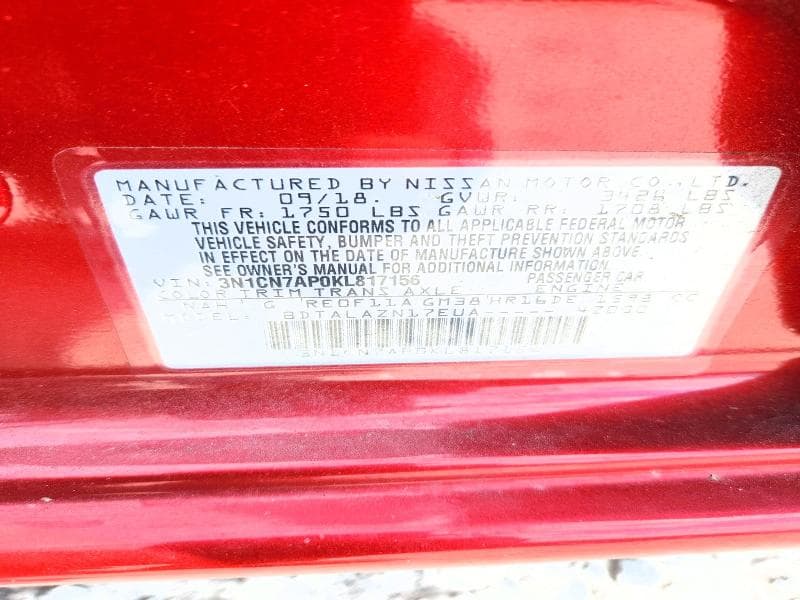 2019 NISSAN VERSA S PLUS 12