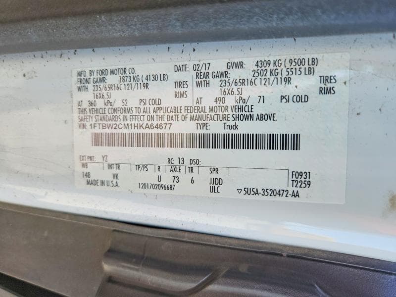 2017 FORD TRANSIT 350 DELIVERY VAN 13