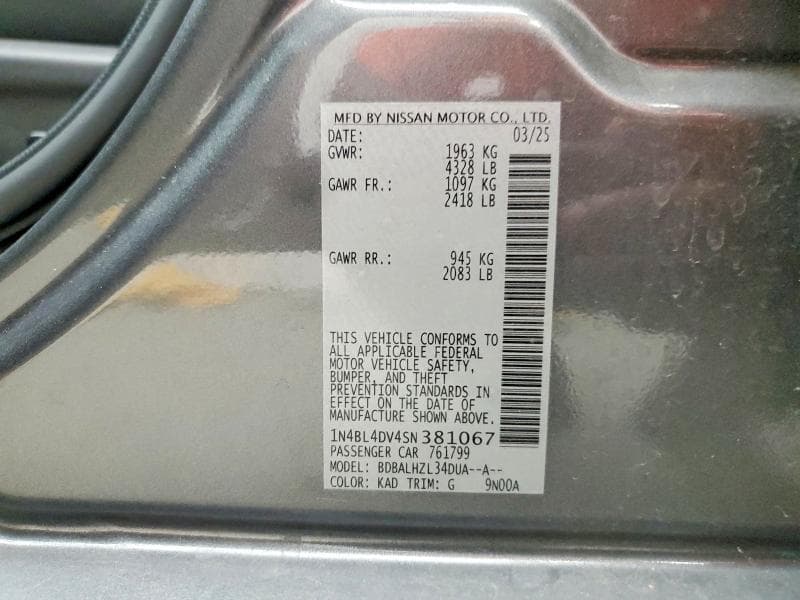 2025 NISSAN ALTIMA SV 13