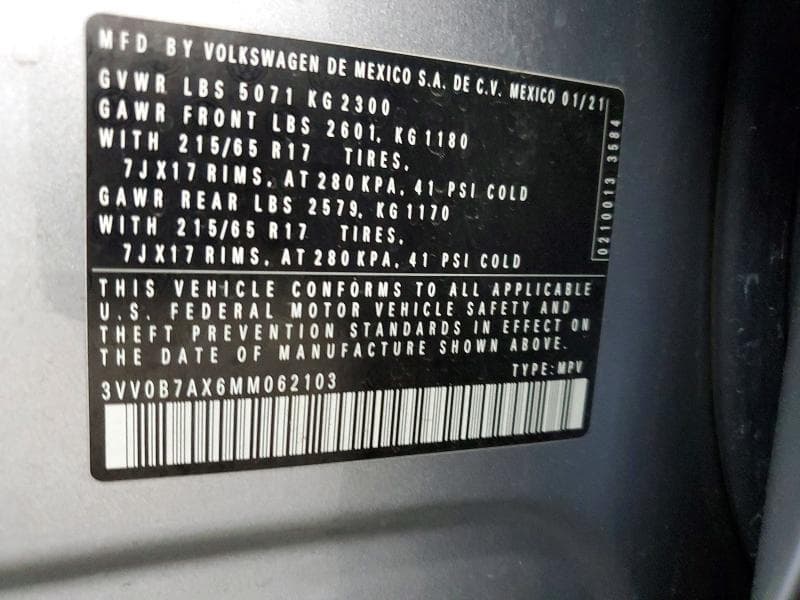 2021 VOLKSWAGEN TIGUAN S 13