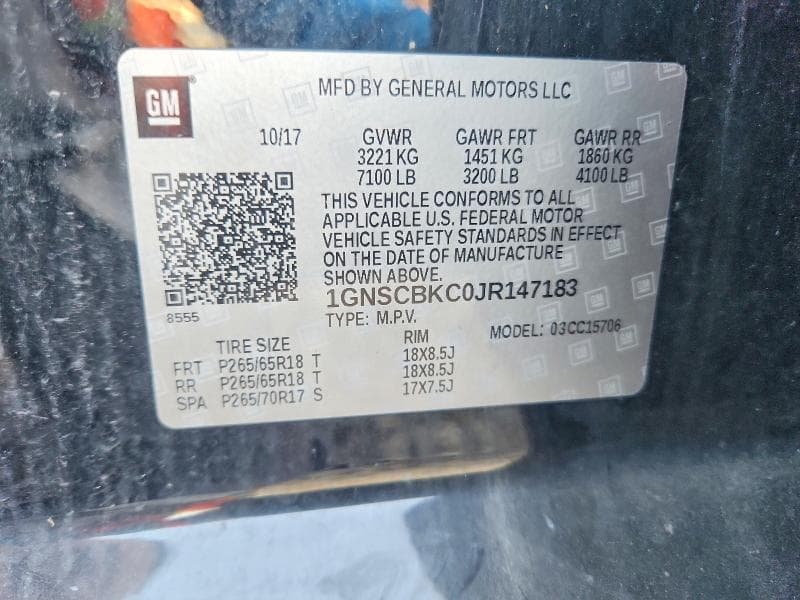 2018 CHEVROLET TAHOE C1500 LT 12