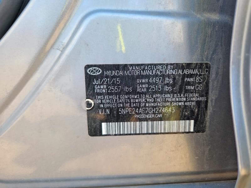 2016 HYUNDAI SONATA SE SE 12
