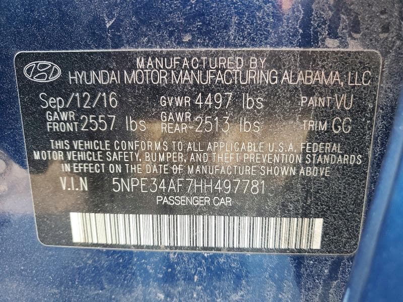 2017 HYUNDAI SONATA LIMITED 12