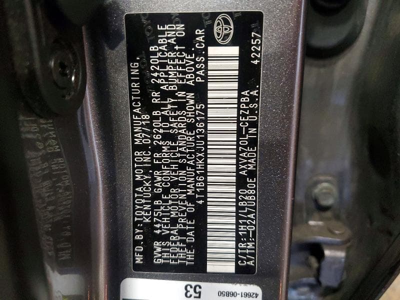 2018 TOYOTA CAMRY XSE 13