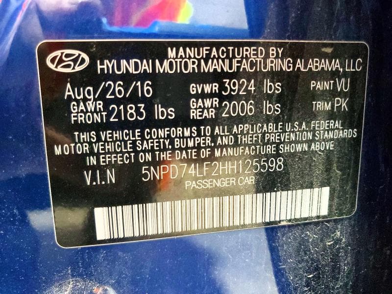 2017 HYUNDAI ELANTRA SE SE 12