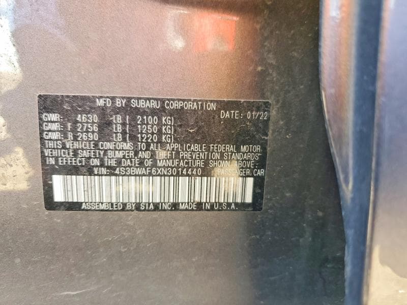 2022 SUBARU LEGACY PREMIUM 12