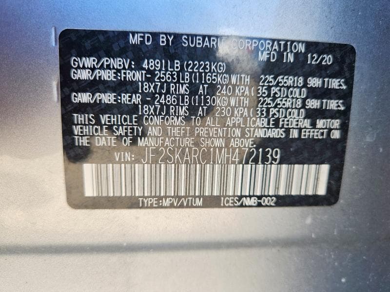 2021 SUBARU FORESTER SPORT SPORT 13