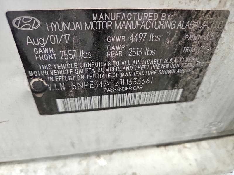 2018 HYUNDAI SONATA SEL SEL 12