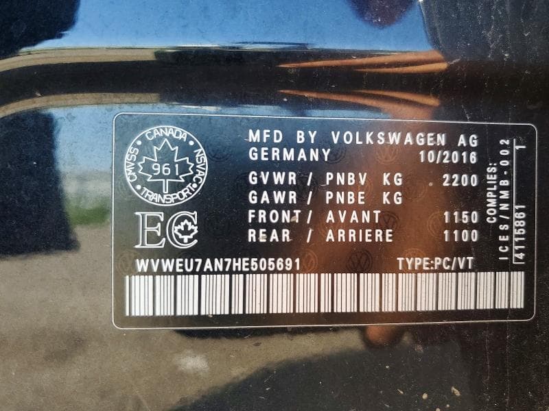 2017 VOLKSWAGEN CC WOLFSBURG 13