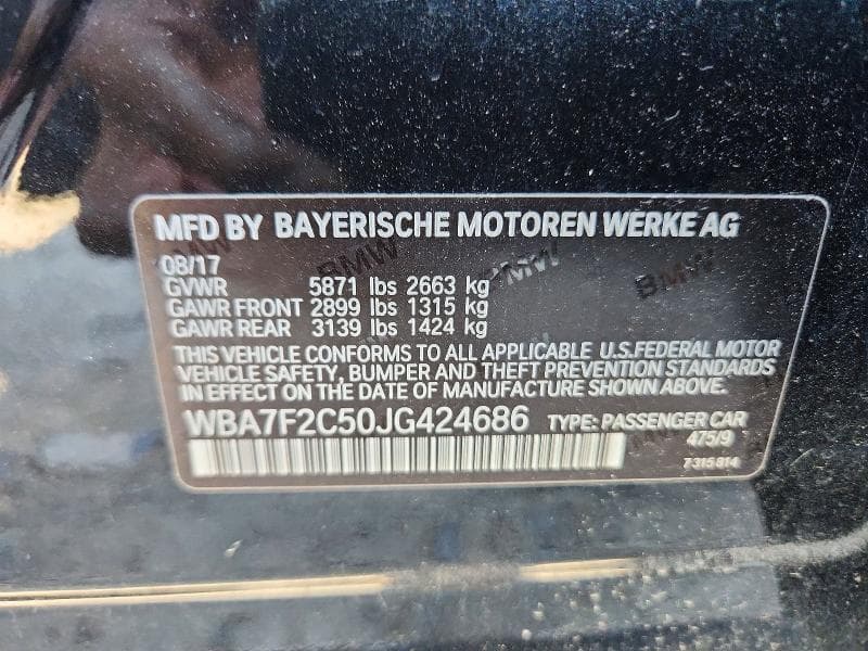 2018 BMW 750 XI XI 12