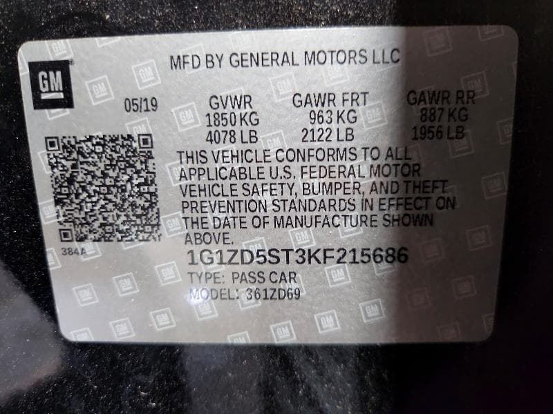 2019 CHEVROLET MALIBU LT 12