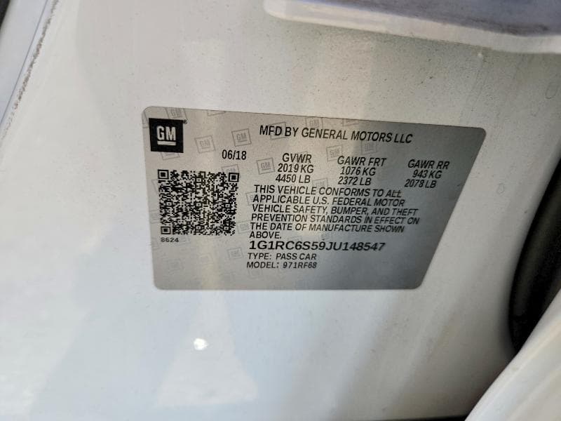 2018 CHEVROLET VOLT LT 12