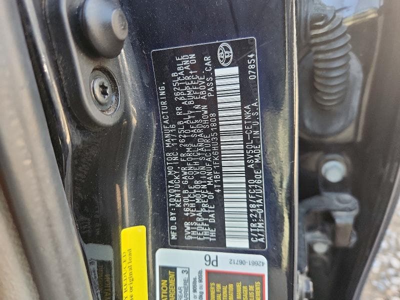 2017 TOYOTA CAMRY LE 13