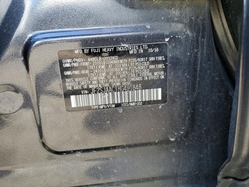 2017 SUBARU FORESTER 2.5I 2.5I 12