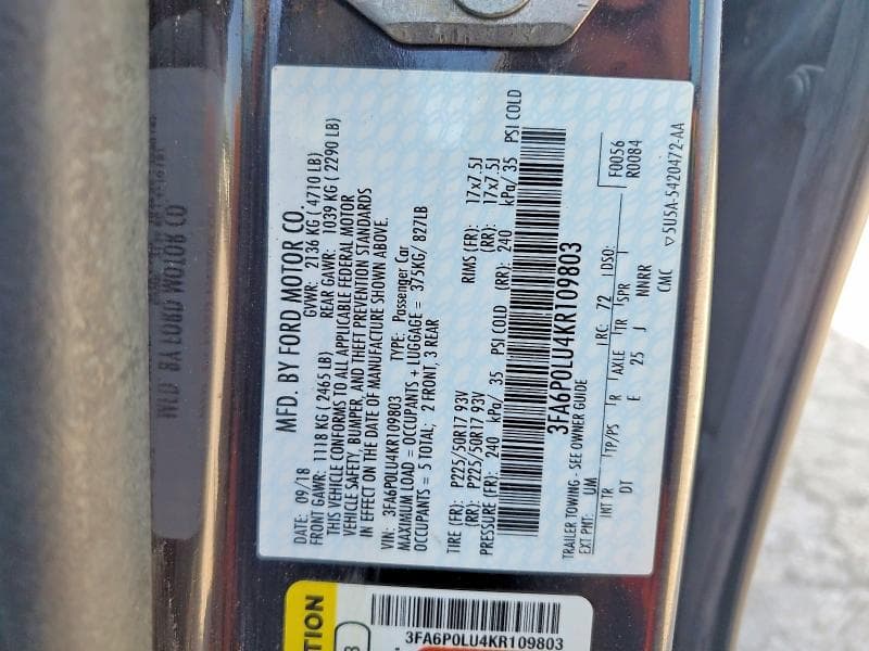 2019 FORD FUSION SE 12