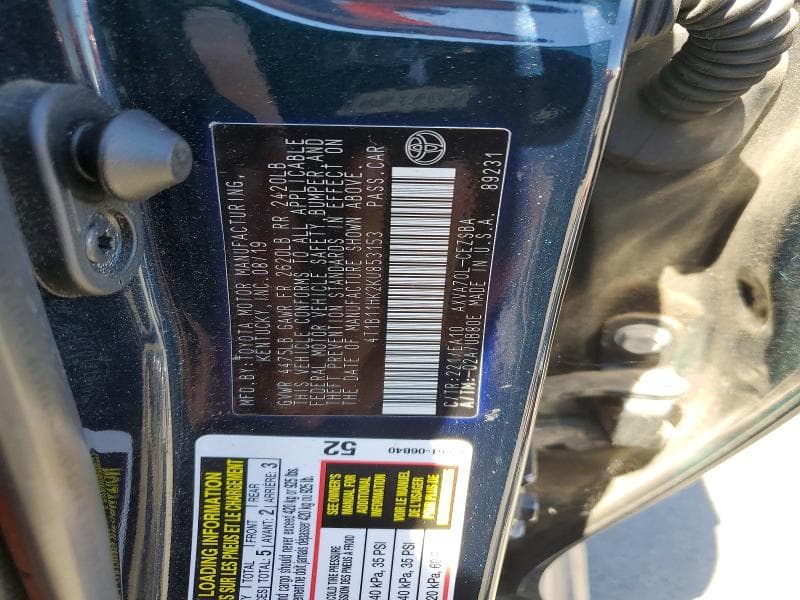 2019 TOYOTA CAMRY SE 12