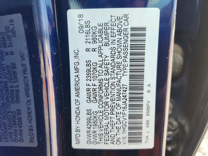 2018 HONDA ACCORD LX 12