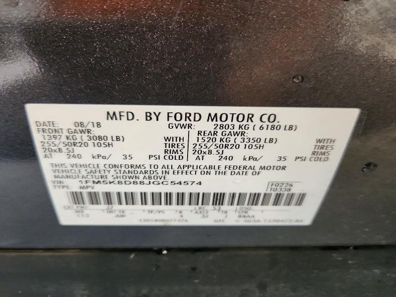 2018 FORD EXPLORER XLT 14