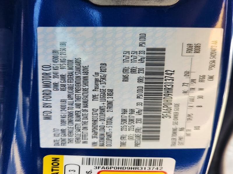 2017 FORD FUSION SE SE 12