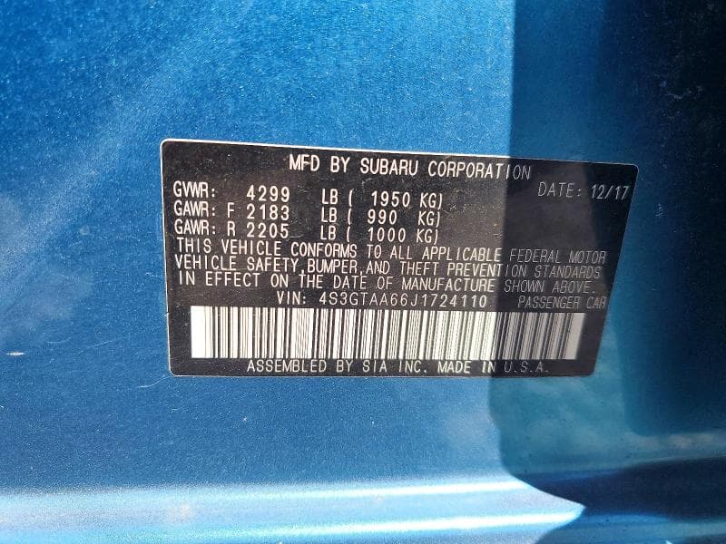 2018 SUBARU IMPREZA 12