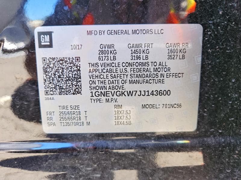 2018 CHEVROLET TRAVERSE LT 12