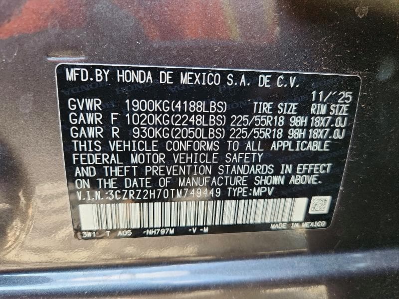 2026 HONDA HR-V EXL 13