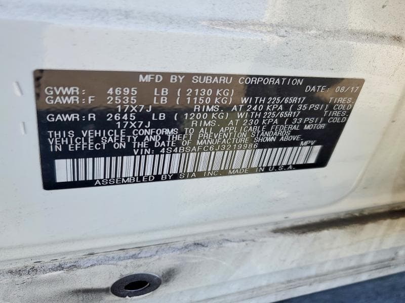 2018 SUBARU OUTBACK 2.5I PREMIUM 14